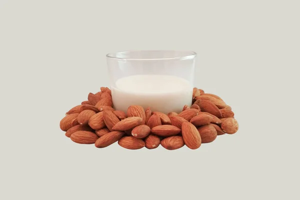 Almond Milk Glass Almonds — Stock Photo, Image