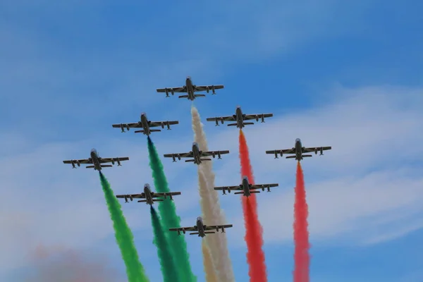 Ferrara Italia Septiembre 2019 Frecce Tricolori Tricolour Arrows Equipo Aviones —  Fotos de Stock