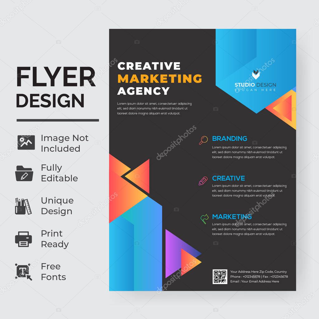 Corporate Flyer Template Design Brochure, Annual Report, Magazine, Poster, Corporate, Flyer, layout modern size A4 Template, Easy to use and edit.