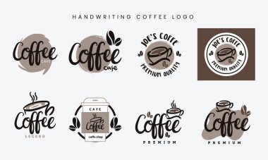 Sekiz Logo Paketi Harfli Kafe Kahve Dükkanı ve Marka Farklı Tarz Resimleri