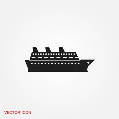 Gemi düz simgesi beyaz arka plan, vektör, illüstrasyon izole