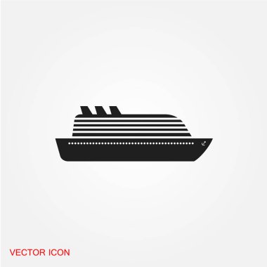 Gemi düz simgesi beyaz arka plan, vektör, illüstrasyon izole