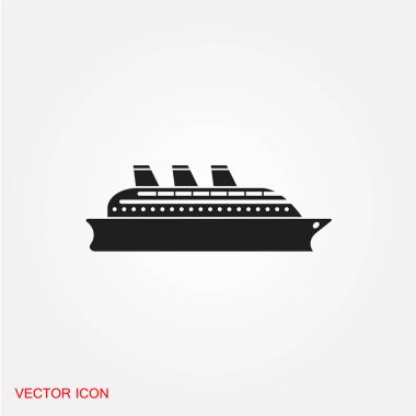 Gemi düz simgesi beyaz arka plan, vektör, illüstrasyon izole