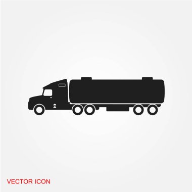 büyük kamyon siyah siluet simge, vektör çizim 