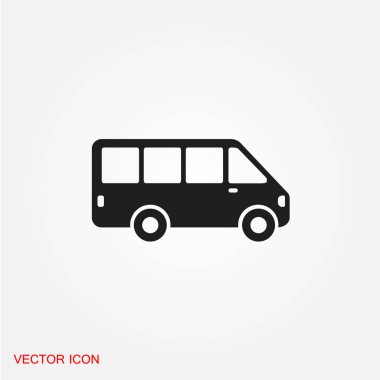 Otobüs siyah siluet simge, vektör çizim  