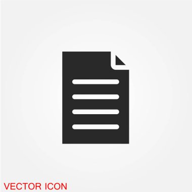 Belge düz simgesi beyaz arka plan, vektör, illüstrasyon izole