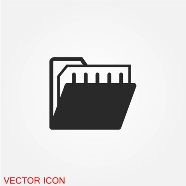 muhasebe klasör düz simgesi beyaz arka plan, vektör, illüstrasyon izole