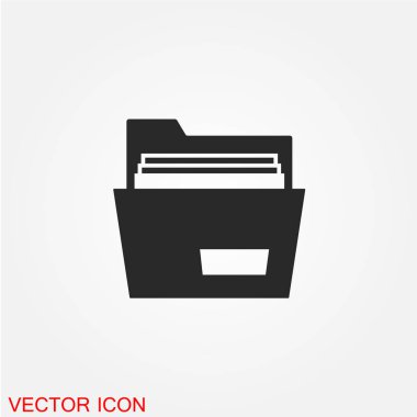 muhasebe klasör düz simgesi beyaz arka plan, vektör, illüstrasyon izole