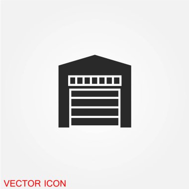 Garaj düz simgesi beyaz arka plan, vektör, illüstrasyon izole