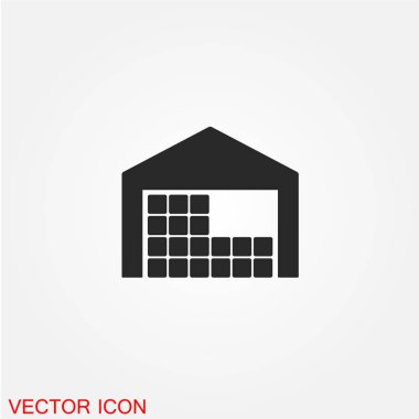 Garaj kutuları düz simgesi beyaz arka plan, vektör, illüstrasyon izole