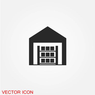 Garaj düz simgesi beyaz arka plan, vektör, illüstrasyon izole