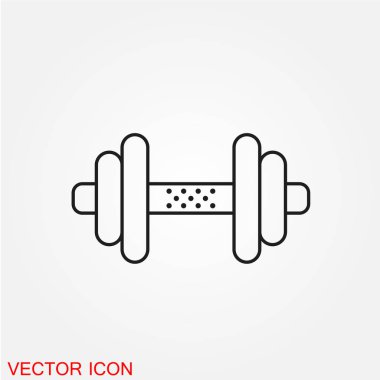 spor dumbbell düz simgesi beyaz arka plan, vektör, illüstrasyon izole