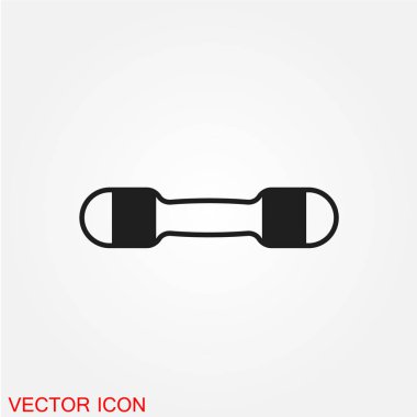 spor dumbbell düz simgesi beyaz arka plan, vektör, illüstrasyon izole