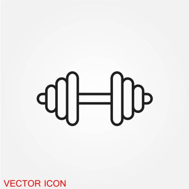 spor dumbbell düz simgesi beyaz arka plan, vektör, illüstrasyon izole