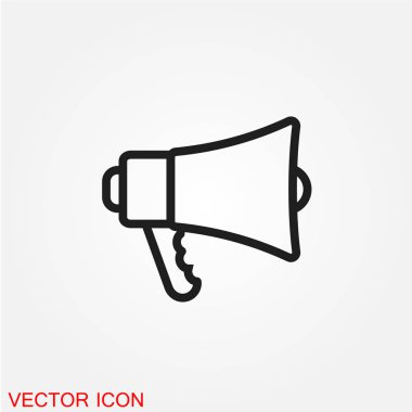 Beyaz arka plan, vektör, illüstrasyon izole megafon düz simgesi