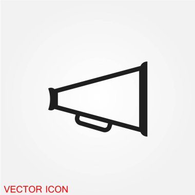 Beyaz arka plan, vektör, illüstrasyon izole megafon düz simgesi