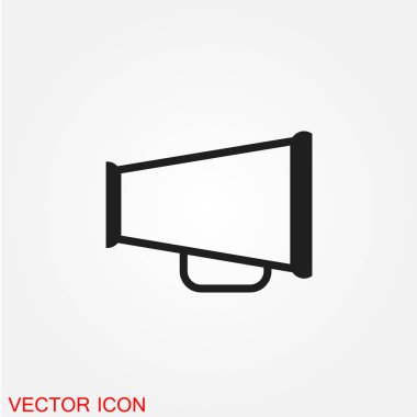 Beyaz arka plan, vektör, illüstrasyon izole megafon düz simgesi