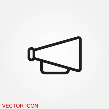 Beyaz arka plan, vektör, illüstrasyon izole megafon düz simgesi