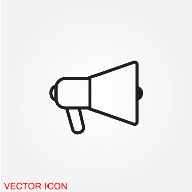 Beyaz arka plan, vektör, illüstrasyon izole megafon düz simgesi