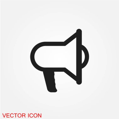 Beyaz arka plan, vektör, illüstrasyon izole megafon düz simgesi