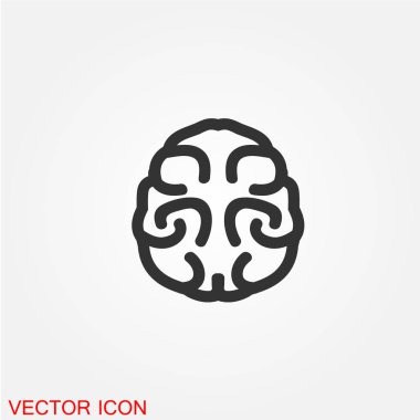 insan beyni düz simgesi beyaz arka plan, vektör, illüstrasyon izole