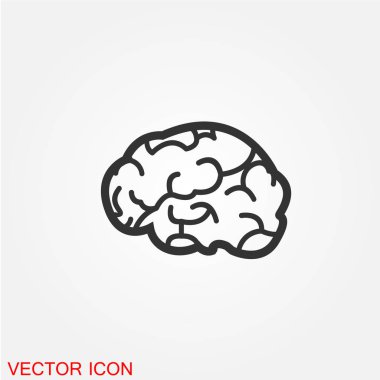 insan beyni düz simgesi beyaz arka plan, vektör, illüstrasyon izole