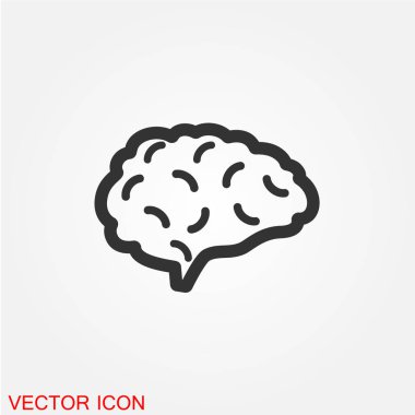 insan beyni düz simgesi beyaz arka plan, vektör, illüstrasyon izole