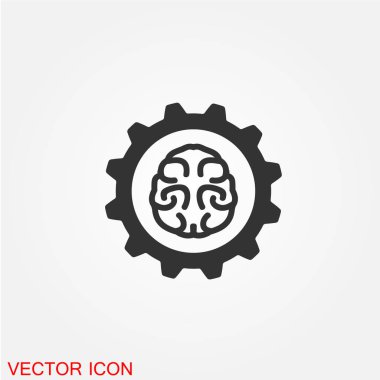 vites düz simgesi beyaz arka plan, vektör, illüstrasyon izole insan beyni