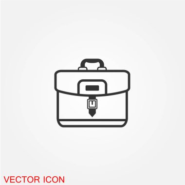 Evrak Çantası'nı düz simgesi beyaz arka plan, vektör, illüstrasyon izole