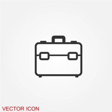 Evrak Çantası'nı düz simgesi beyaz arka plan, vektör, illüstrasyon izole