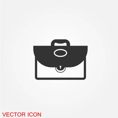 Evrak Çantası'nı düz simgesi beyaz arka plan, vektör, illüstrasyon izole