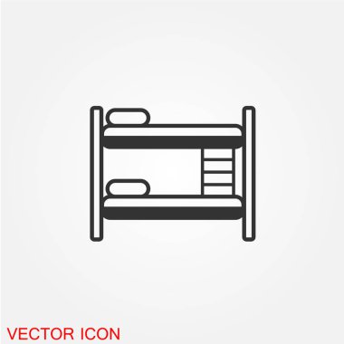 hostel ranza düz simgesi beyaz arka plan, vektör, illüstrasyon izole