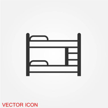 hostel ranza düz simgesi beyaz arka plan, vektör, illüstrasyon izole