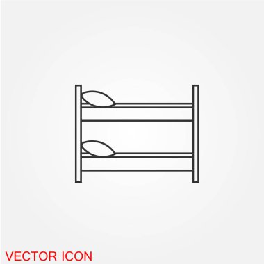 hostel ranza düz simgesi beyaz arka plan, vektör, illüstrasyon izole