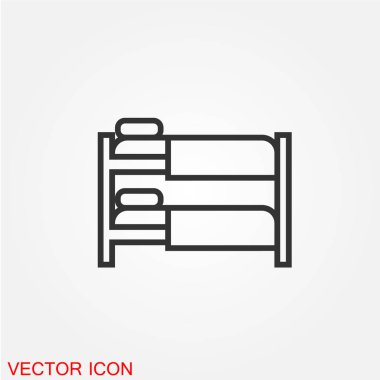 hostel ranza düz simgesi beyaz arka plan, vektör, illüstrasyon izole