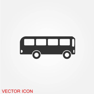 yolcu otobüsü düz simgesi beyaz arka plan, vektör, illüstrasyon izole