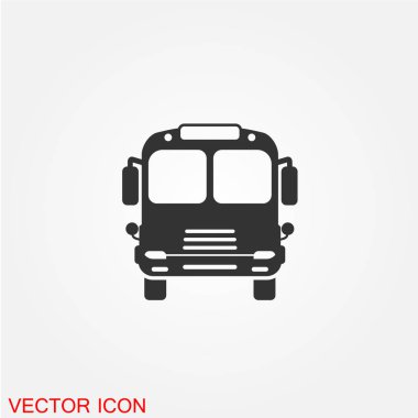 yolcu otobüsü düz simgesi beyaz arka plan, vektör, illüstrasyon izole