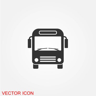 yolcu otobüsü düz simgesi beyaz arka plan, vektör, illüstrasyon izole