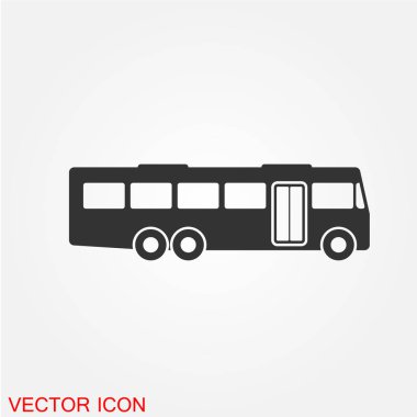 yolcu otobüsü düz simgesi beyaz arka plan, vektör, illüstrasyon izole