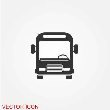 yolcu otobüsü düz simgesi beyaz arka plan, vektör, illüstrasyon izole