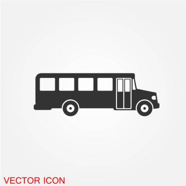yolcu otobüsü düz simgesi beyaz arka plan, vektör, illüstrasyon izole