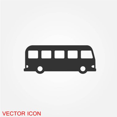 yolcu otobüsü düz simgesi beyaz arka plan, vektör, illüstrasyon izole