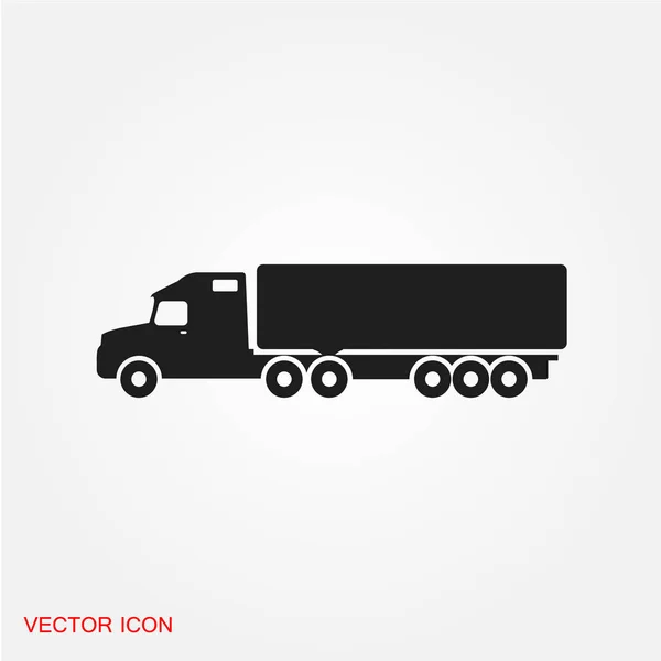 Gran Camión Negro Silueta Icono Vector Ilustración — Vector de stock