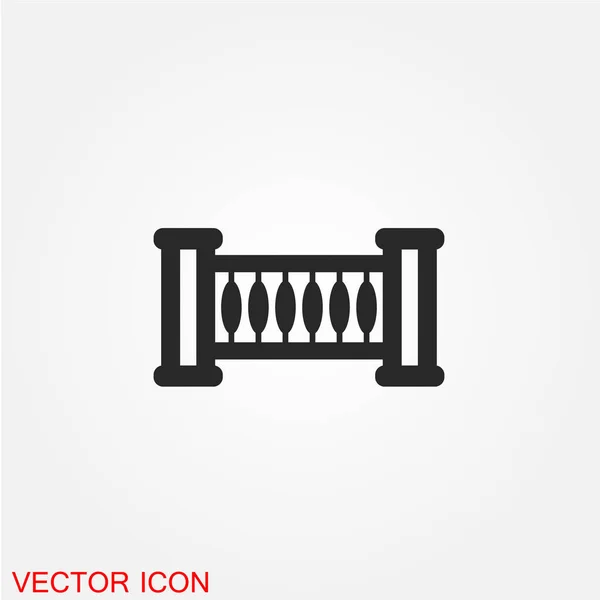 Fence Flat Icon Isolated White Background Vector Illustration — Stock Vector