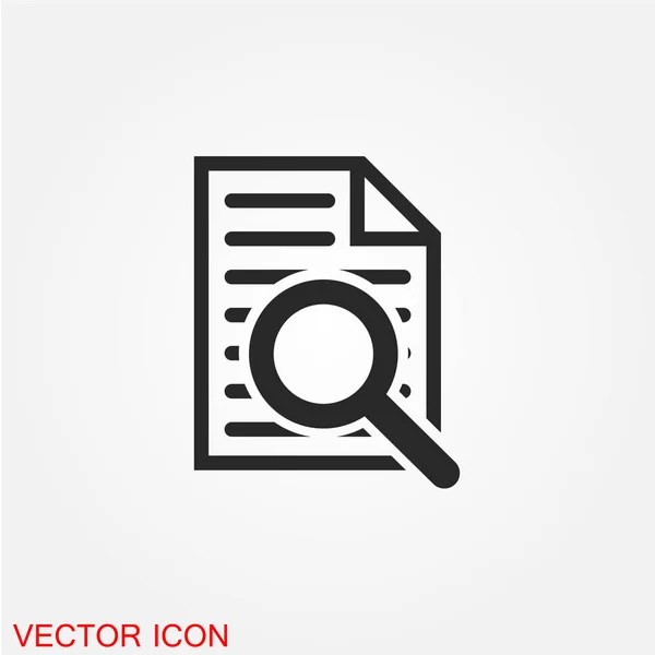 Documento Con Lupa Icono Plano Aislado Sobre Fondo Blanco Vector — Vector de stock