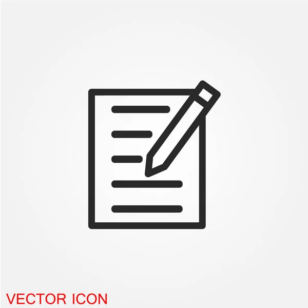 Documento Con Lápiz Icono Plano Aislado Sobre Fondo Blanco Vector — Vector de stock