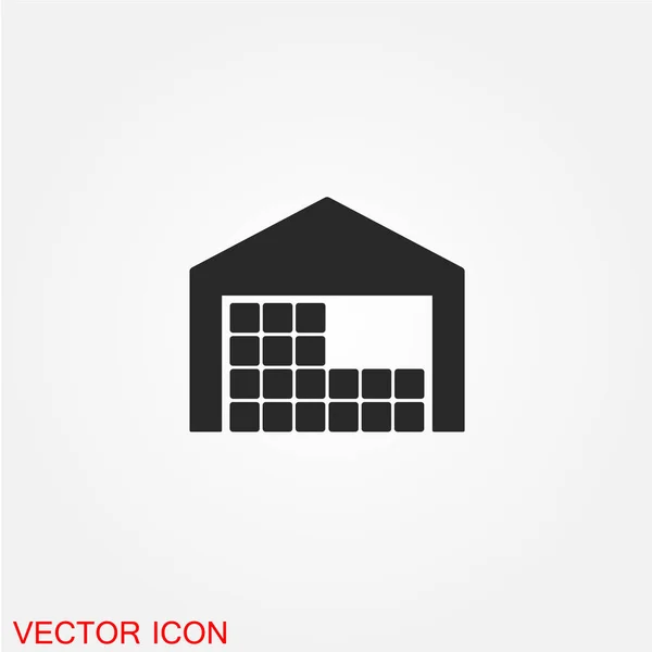Гараж Коробками Плоская Иконка Изолированы Белом Фоне Вектор Иллюстрация — стоковый вектор