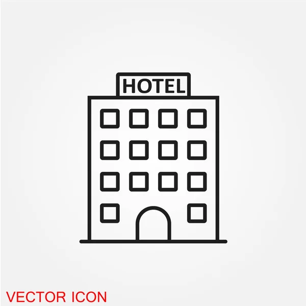 Hotel Edifício Ícone Plano Isolado Fundo Branco Vetor Ilustração — Vetor de Stock