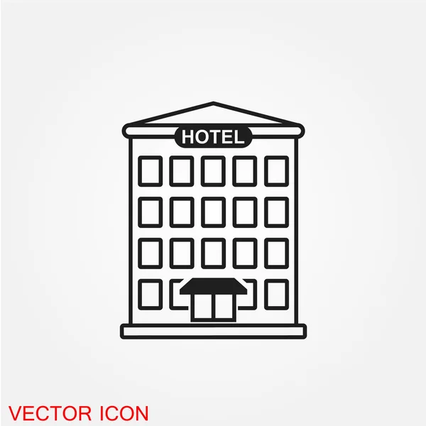 Edificio Dell Hotel Icona Piatta Isolato Sfondo Bianco Vettore Illustrazione — Vettoriale Stock