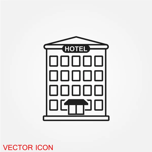 Hotel Edifício Ícone Plano Isolado Fundo Branco Vetor Ilustração — Vetor de Stock